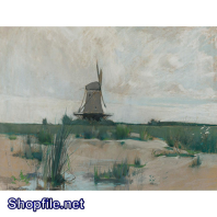 TSD3692 - Tranh sơn dầu cối xoay gió